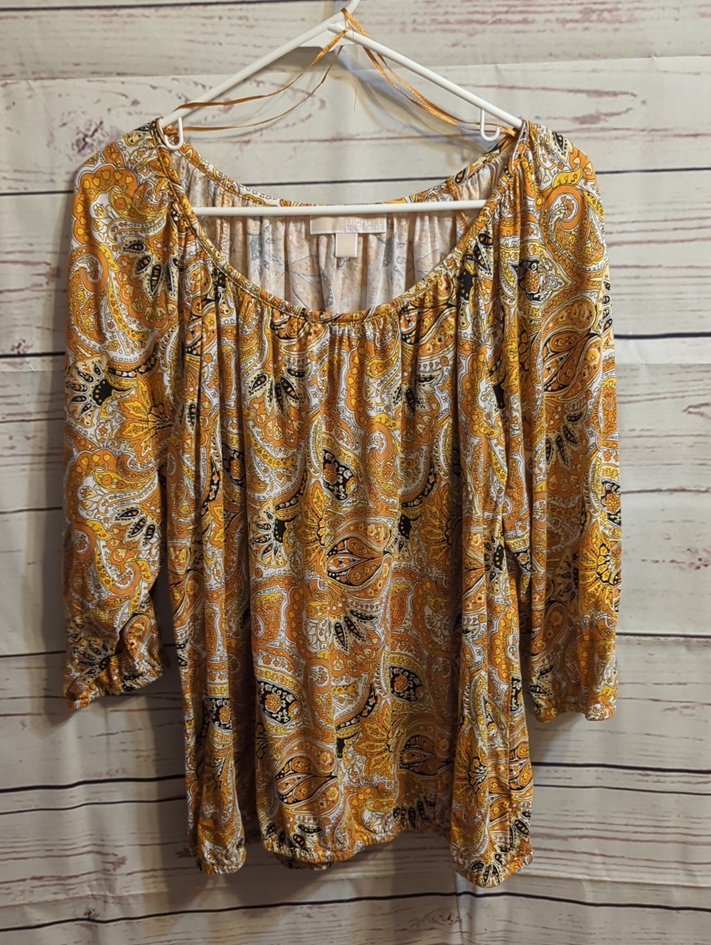 Michael Kors Yellow Paisley Peasant Blouse